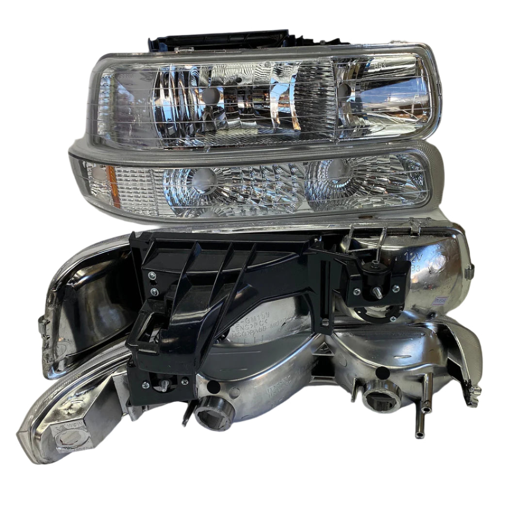 1999 to 2006 Chevy Tahoe Suburban Silverado Chrome Housing Amber Corner Luces Micas Calaveras Cromadas Chrome