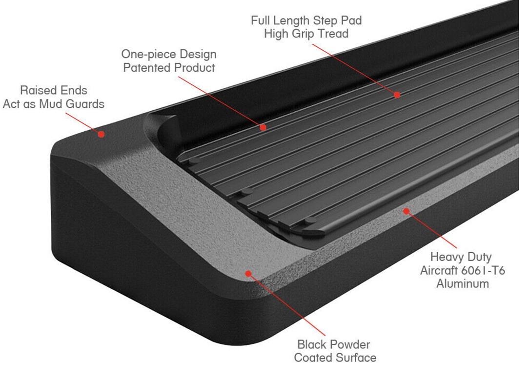 2011 to 2020 Dodge Caravan Black 6 inch Running Boards Side Step Estribos Negros Escalon