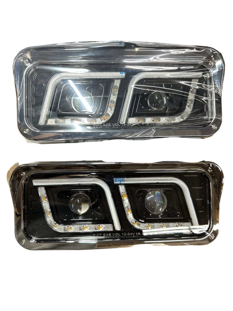 1986 to 2019 Kenworth Freightliner Peterbilt Western Star Headlights Luces Micas faros Camion Black