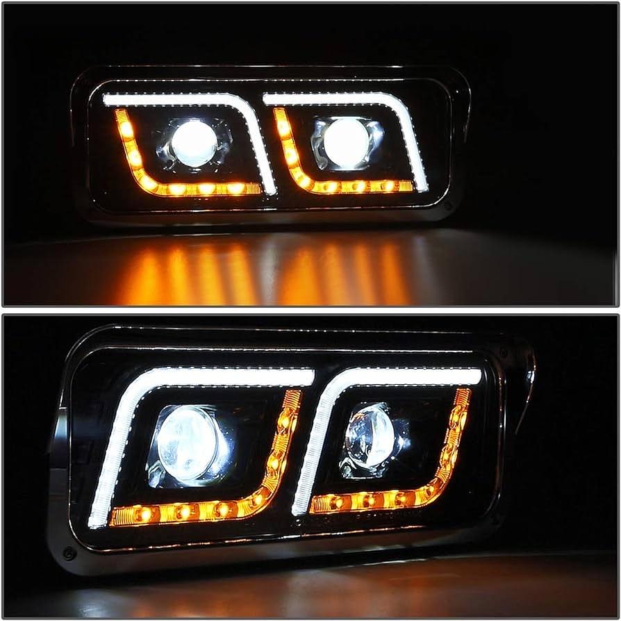 1986 to 2019 Kenworth Freightliner Peterbilt Western Star Headlights Luces Micas faros Camion Black