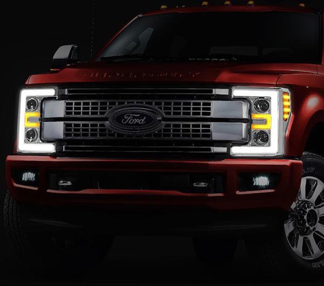 17 18 and 2019 Ford F250 F350 F450 F550 Projector LED DRL Headlights Luces Micas Calaveras Faros Foco