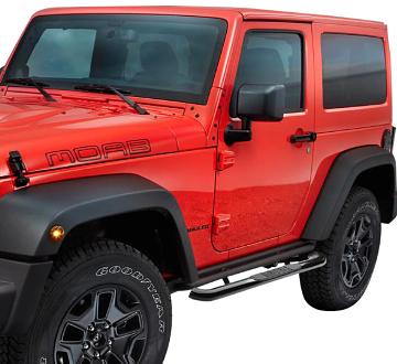 07-17 Jeep Wrangler 2-Door JK 3"OD Side Step Nerf Bar - Powder Coated Steel