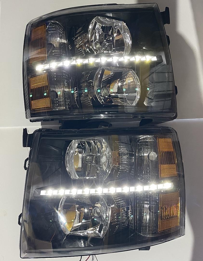 Pair LED DRL Strip Headlight/Lamp Compatible with 07-14 Silverado