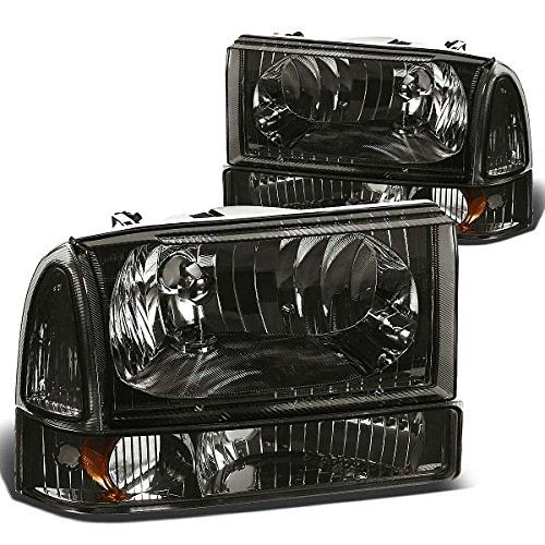 Smoke Lens Amber Headlights Replacement For 99-04 F250 F350 F450 F550 SD