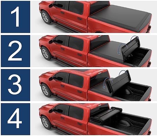 Pickup Truck Bed Tri-Fold Soft Tonneau Cover Compatible with 94-04 S10 / Sonoma 6 Feet Fleetside Bed