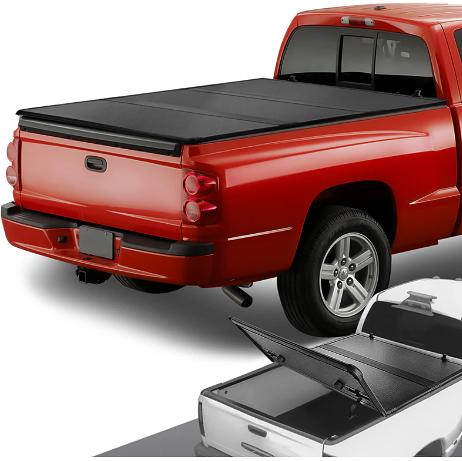 For 2005 to 2011 Dakota / Raider 6.5 Ft Short Bed Fleetside Hard Solid Tri -Fold Tonneau Cover