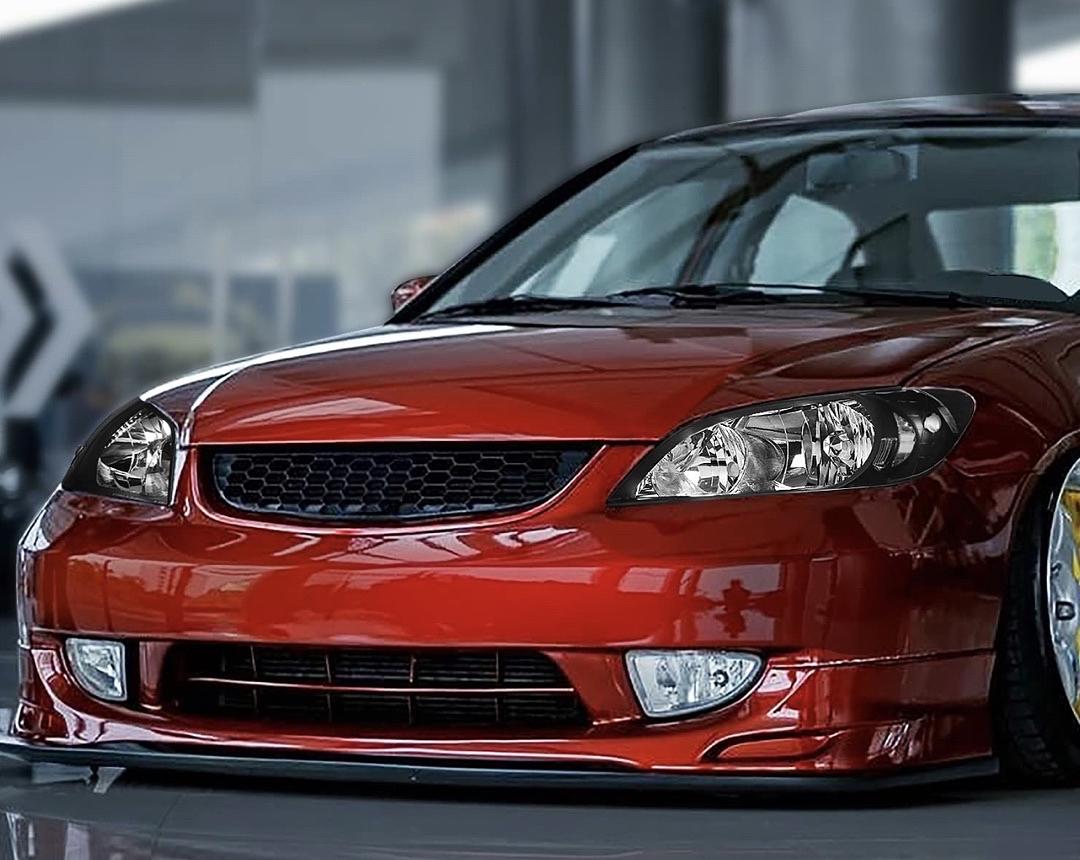 Pair of Headlights Compatible with 04-05 Civic 2Dr 4Dr,Black Housing Clear Corner