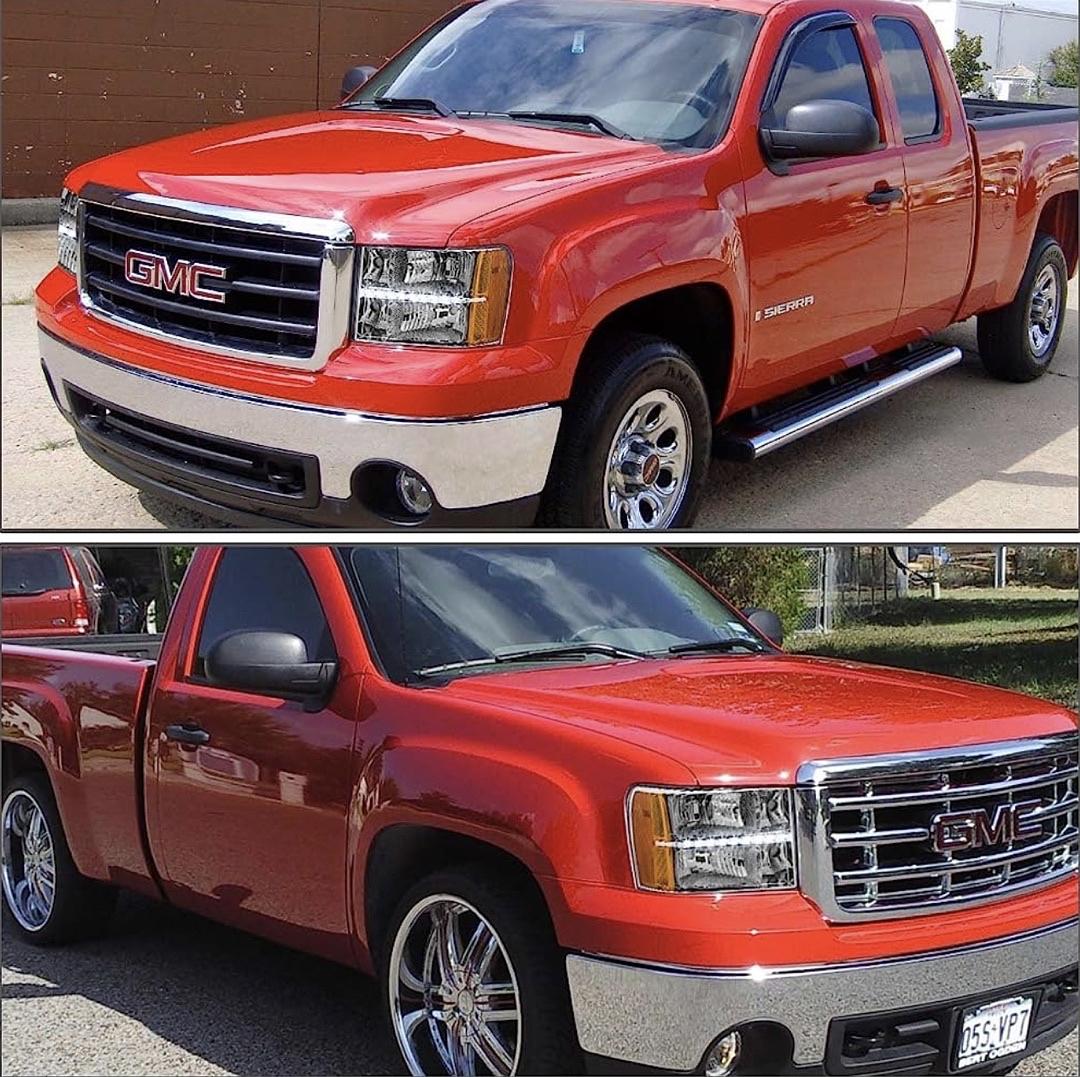 Chrome Housing Amber Corner Headlights with LED DRL Light Strip Compatible with 07-13 GMC Sierra 1500 2500 HD 3500 HD