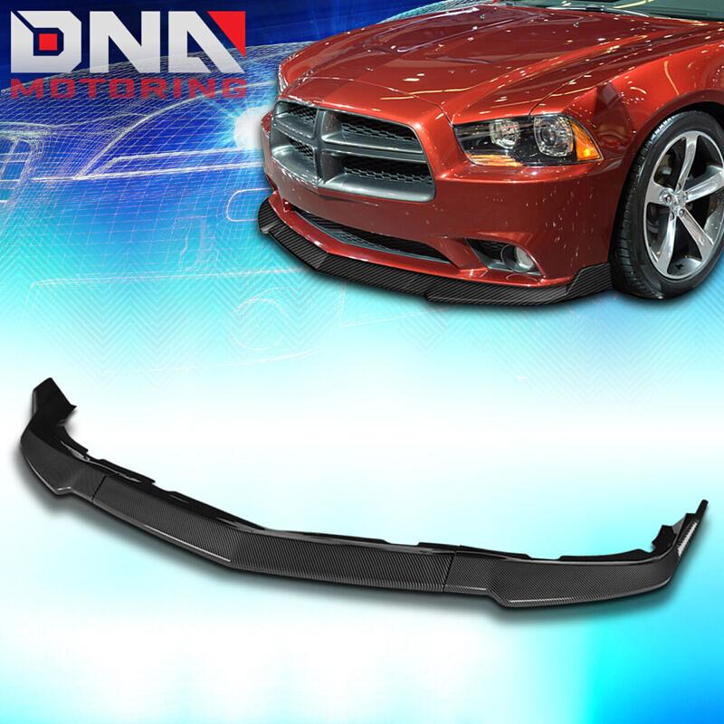 For 2011-2014 Dodge Charger 3Pcs Front Bumper Lip Kit Spoiler Carbon Fiber Look