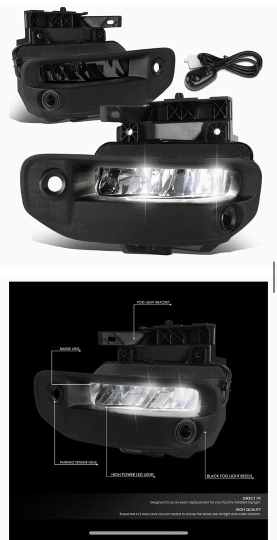 Pair of Chrome Smoked Lens LED Fog Lights Compatible with 2019-2022 Ram 1500