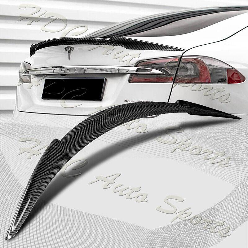 For 2012-2022 Tesla Model S V-Style Real Carbon Fiber Rear Trunk Spoiler Wing