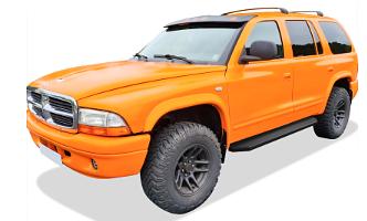 IB-DR911H 1999-2000 Quad Cab & Dodge Durango 1997-2000 Black running boards (Nerf Bars Side Steps) 6in Wide Aluminum w/Lip