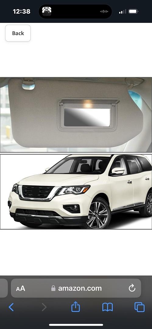 13-19 Nissan Pathfinder Infiniti JX35, Grey,Grey / Gray Factory Style Right Passenger Side Sun Visor