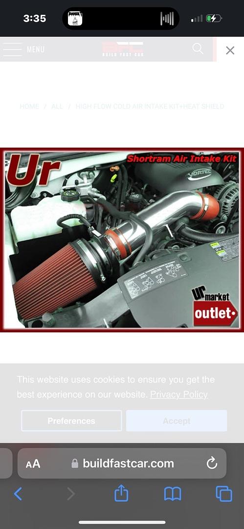 1999 to 2006 GMT800 V8 Truck/SUV 4" Aluminum Air Intake System (Red Filter / Black Pipe & Heat Shield)