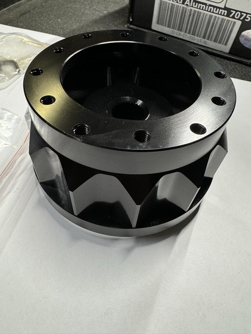 2" 6-Bolt Aluminum Steering Wheel Hub Adapter Black Compatible with 90-98 Talon / 90-03 Eclipse / 85-89 Galant Mighty Max