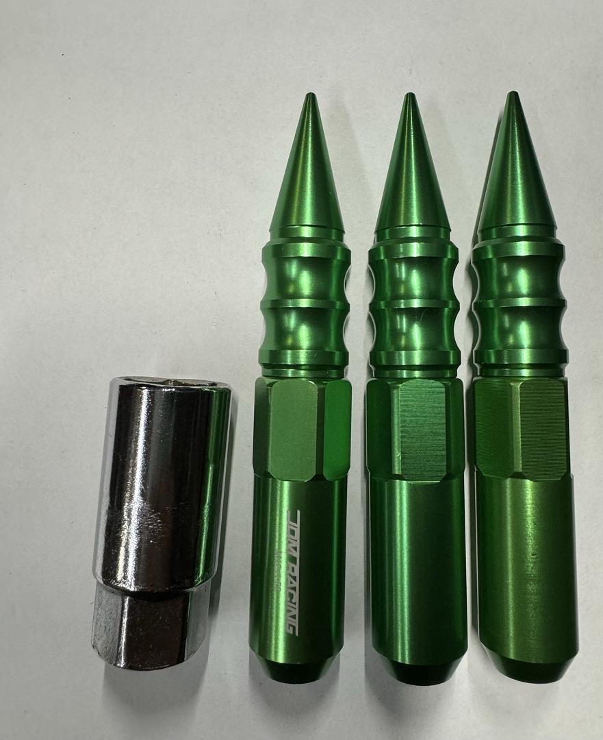 20Pcs M12 x 1.5 Open/Closed End Wheel Lug Nuts +1 X Deep Drive Extension, 20mm OD/123mm H, Green
