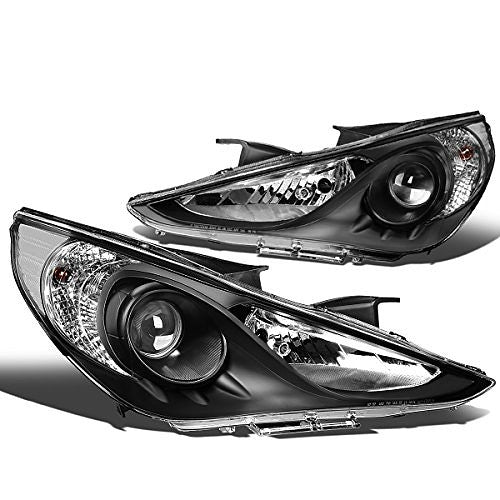 Black Housing Projector Headlights Compatible with 11-14 Sonata Excludes Hybrid
