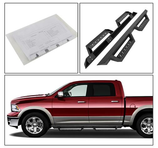2.75" Wide Square Board/Lowered Cleat Steps Running Boards Compatible with 09-18 Ram 1500 Crew Cab