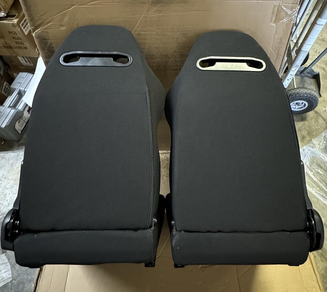 Universal Reclinable Racing Seats with Bottom Mount Sliders,21.5" W X 21.5" D X 35" H,Black/Red