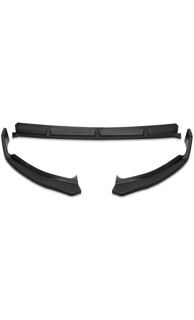 19-20 C-Class W205, Matte Black, 3PCS Front Bumper Lip With Vertical Stabilizer