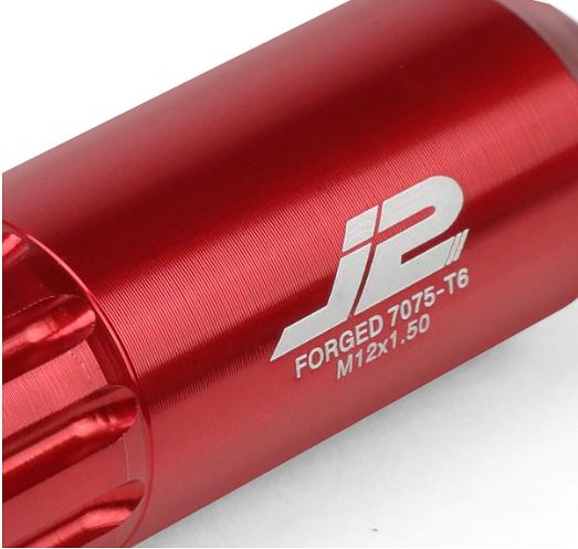Red M12 x 1.5 16Pcs L: 60mm Open End Lug Nut w/4Pcs Lock+Key