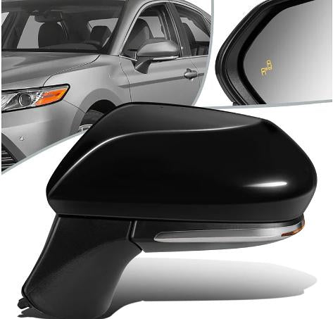 Driver Side Powered Heated Manual Folding Rear View Mirror w/Turn Signal Compatible with 2018-2020 Camry