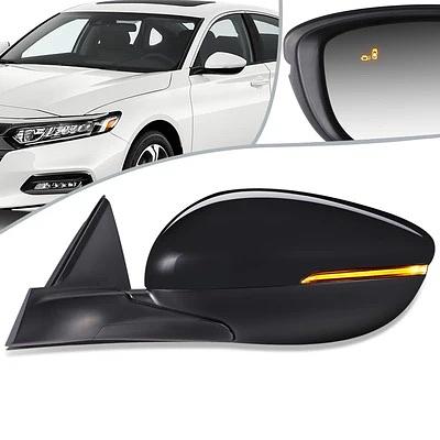 Heated Powered Left Driver Side Door View Mirror w/Turn Signal Blind Spot Detection Compatible With 2018-2020 Accord