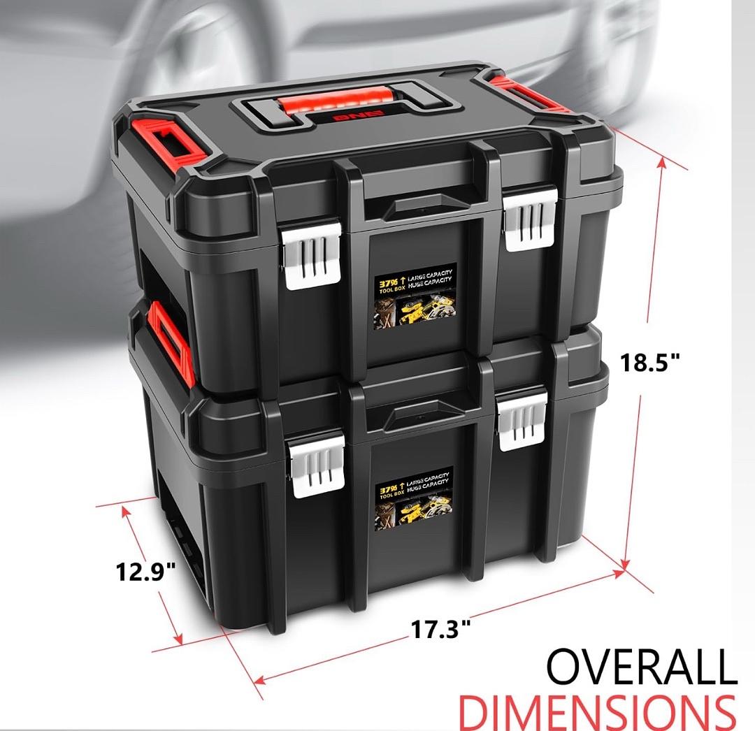 2pcs Tool Boxes Set - Lockable Organizer Storage Portable Toolbox with Removable Tray for Workshop Garage & Household, Large Capacity, TOOLS-00310