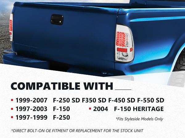 97-03 Ford F-150 chrome clear Led Taillights