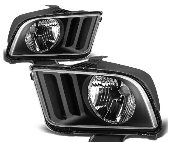 New HL-OH-FM05-BK-CL1 Ford Mustang Black Housing Headlights For 2005 To 2009