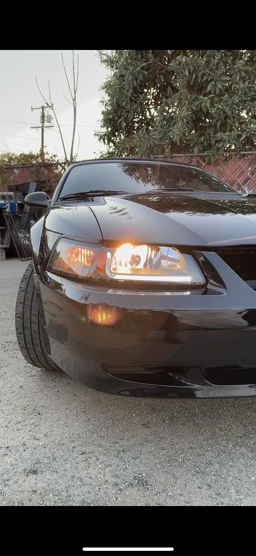99-04 Ford Mustang Black Housing Amber LED Headlights