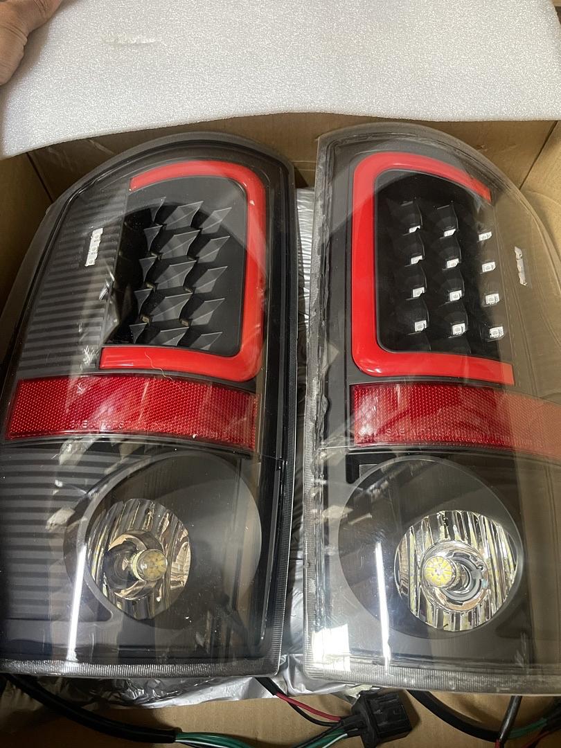 . Dodge Ram Black Housing LED Tail Lights for 2002 to 2006