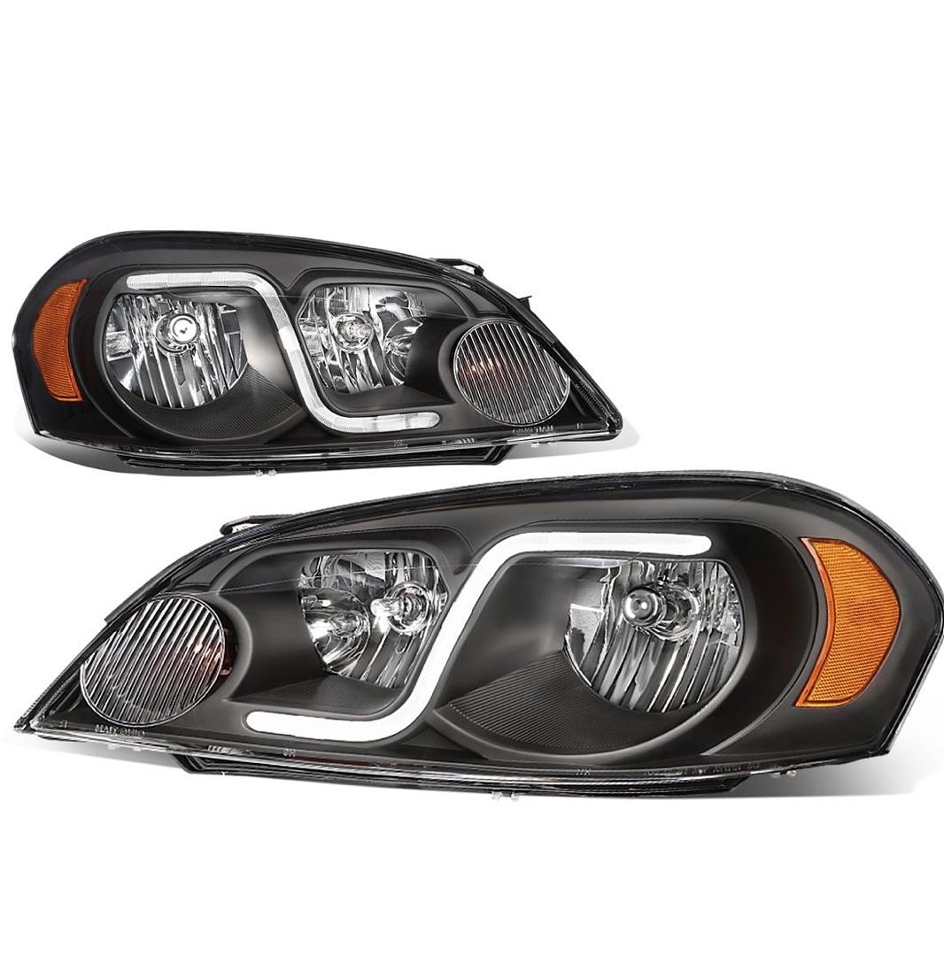 Faros Ambar Negro Con LED de Reemplazo de Tira de Luz de Día Para 06-13 Impala