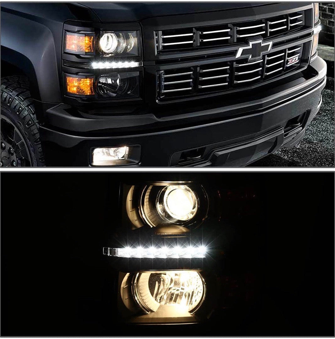 14-15 chevy silverado 1500 Black Halo Projector Headlights Replacement