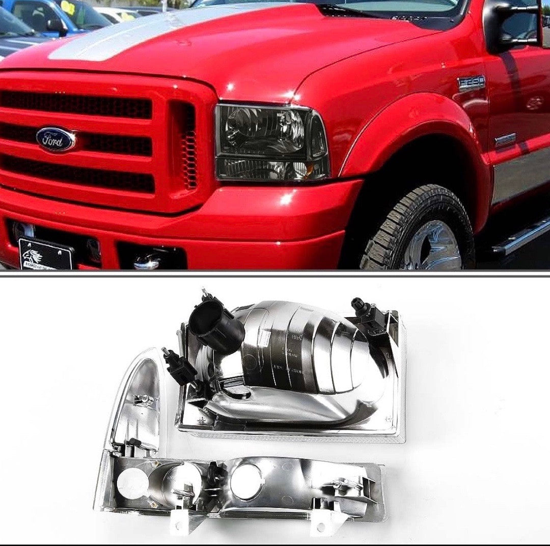 Ford F-250 Super Duty / Excursion Smoked Headlights For 1999 To 2004