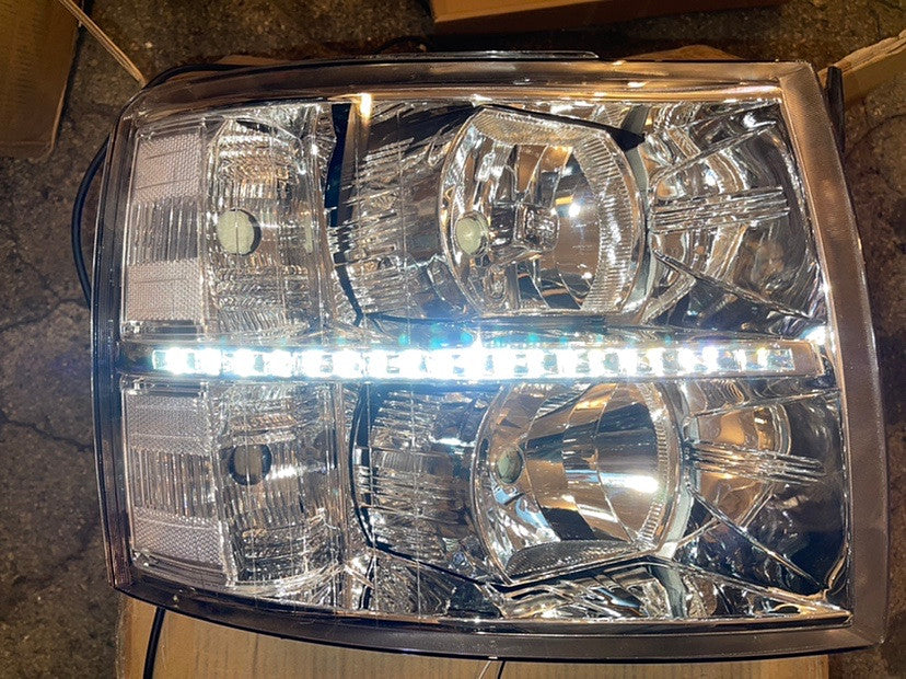 07-13 chevy silverado led chrome clear headlights