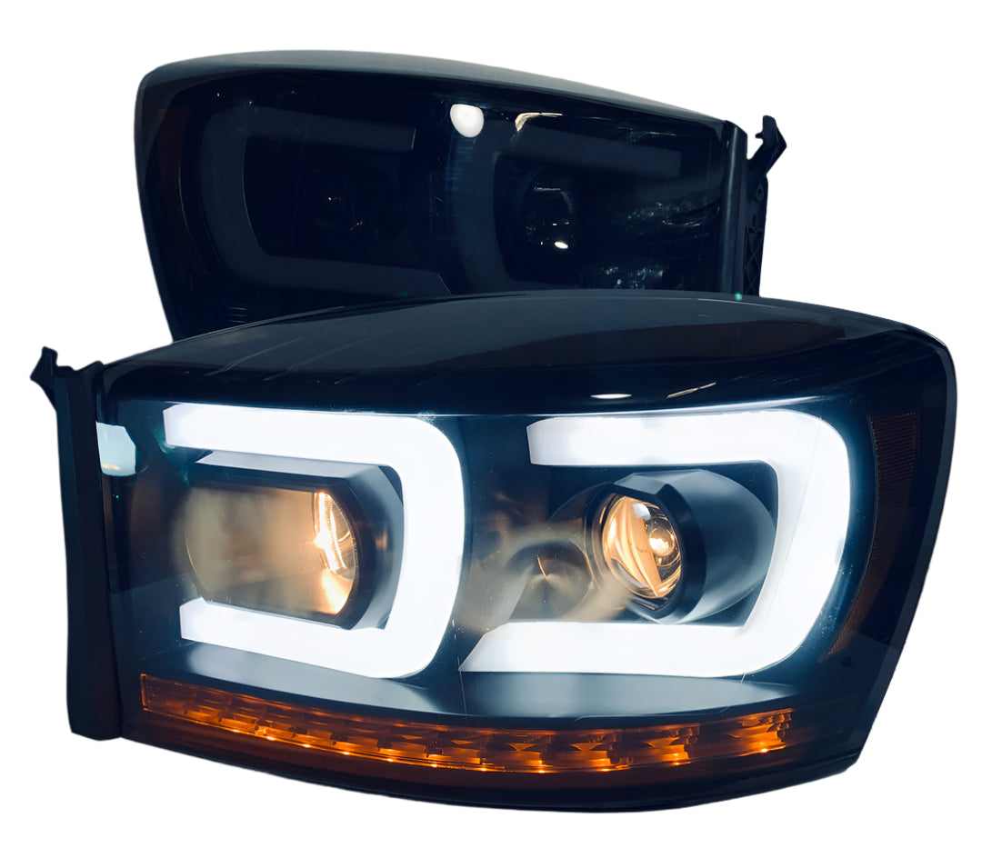 2006 to 2008 Dodge Ram Smoked DRL Projector Headlights Luces Micas Calaveras