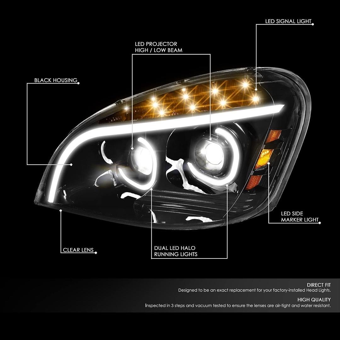 2008 to 2017 Freightliner Cascadia LED Projector Headlight LED Luces Micas Calaveras Faros Camion