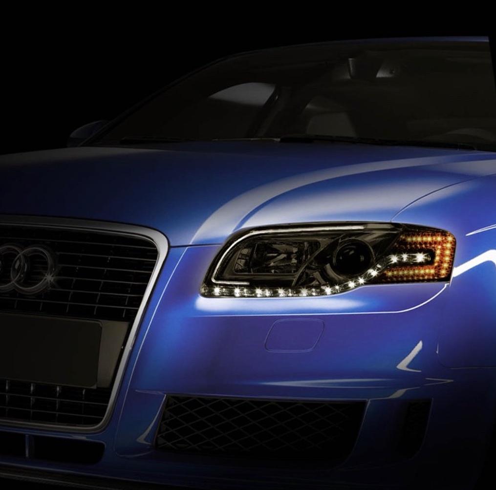 2005 to 2008 Audi A4 S4 Sedan Wagon Projector Headlights Luces Micas Calaveras Faros Smoked Ahumado