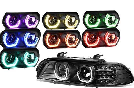 1996 to 2003 BMW 525i 528i 530i 540i M5 Projector LED Halo Color Changing Headlight Luz Micas faro