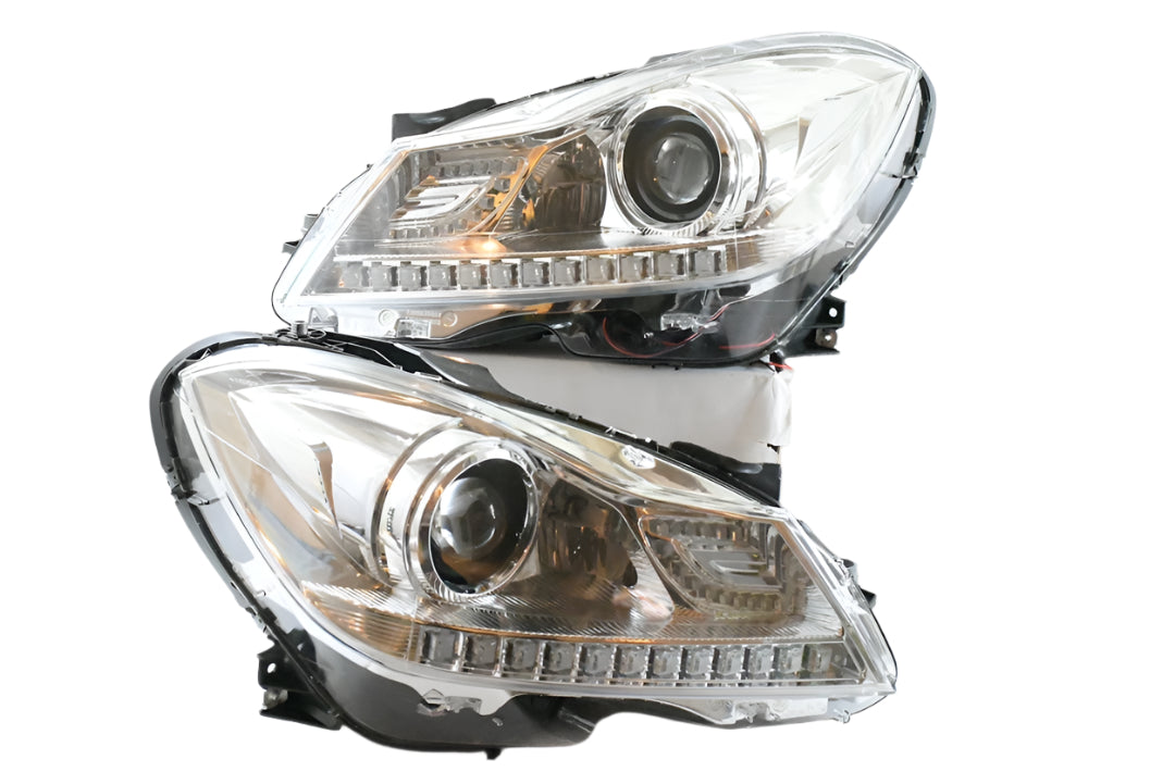 2012 to 2015 Mercedes Benz C Class W204 Chrome Projector LED Headlights Luces Micas Calaveras Faros Focos