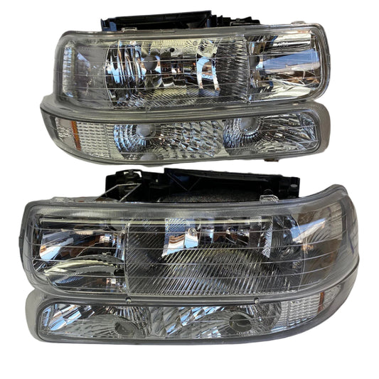 1999 to 2006 Chevy Tahoe Suburban Silverado Chrome Housing Amber Corner Luces Micas Calaveras Cromadas Chrome