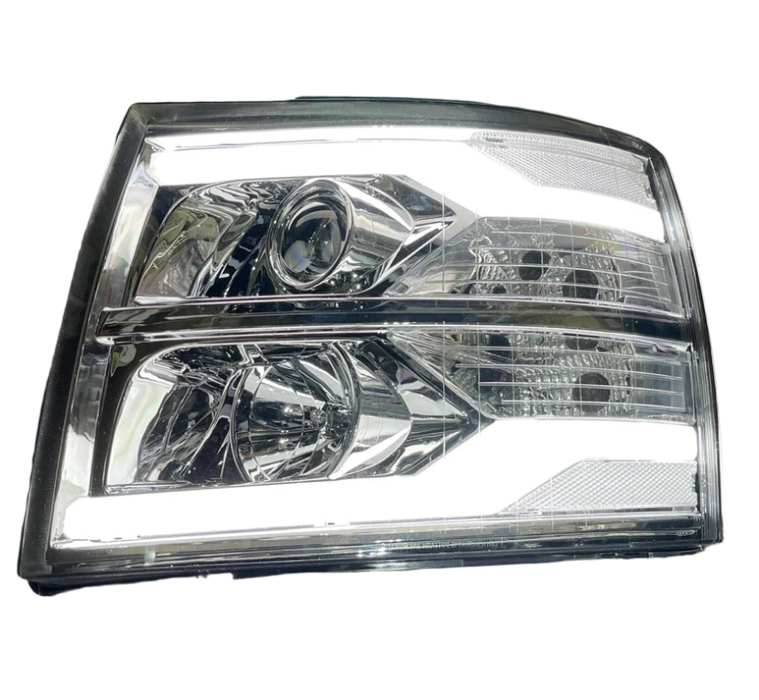 2007 to 2013 Chevy Silverado Chrome Headlights LED DRL Calaveras Faros