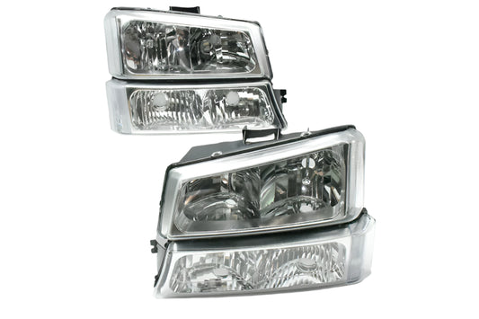 2003 to 2006 Chevrolet Silverado Avalanche Chrome headlights Luces Mica Calavera Faro Cromados