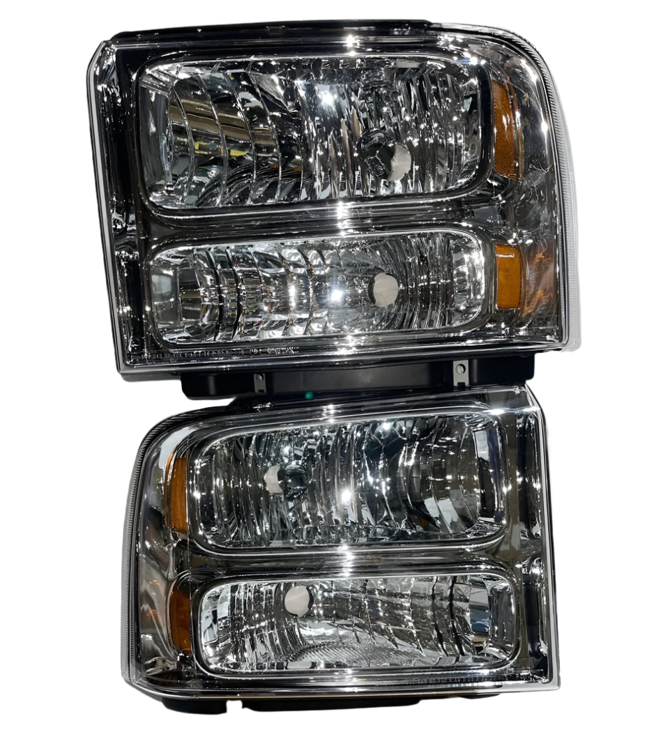 2005 To 2007 Ford F250 F350 F450 F550 Chrome Headlights OEM STYLE Headlights Luces Micas Calaveras