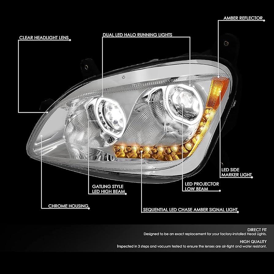 2011 to 2020 Peterbilt 587 and 579 Headlights Luces Faros Calaveras Trailer Camion Luz Chrome LED