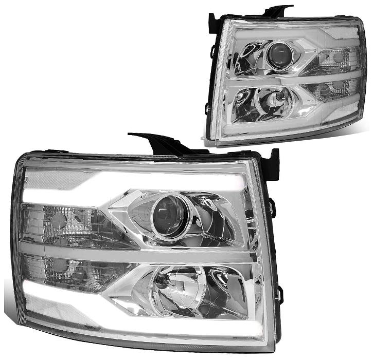 2007 to 2013 Chevy Silverado Chrome Headlights LED DRL Calaveras Faros