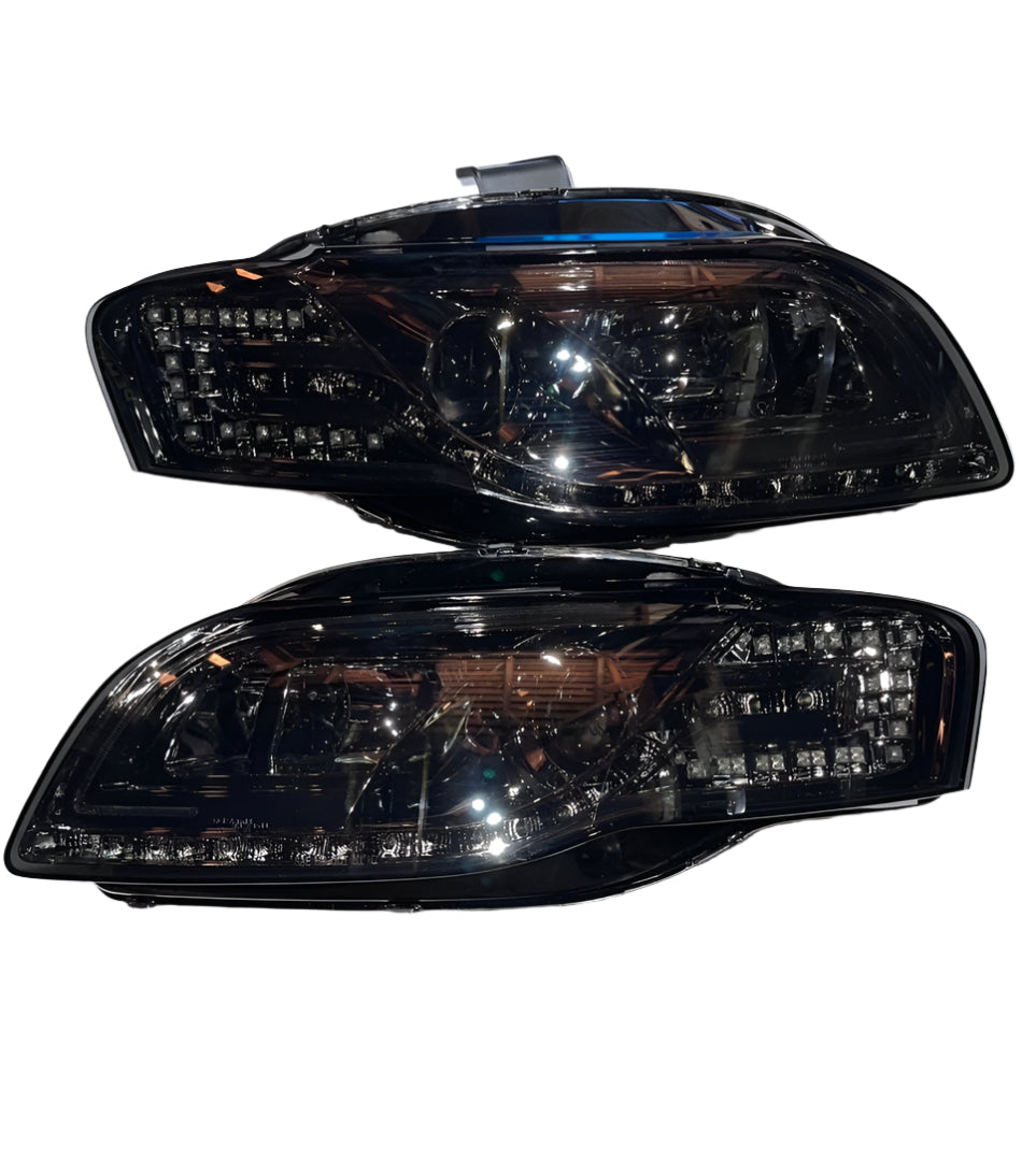 2005 to 2008 Audi A4 S4 Sedan Wagon Projector Headlights Luces Micas Calaveras Faros Smoked Ahumado