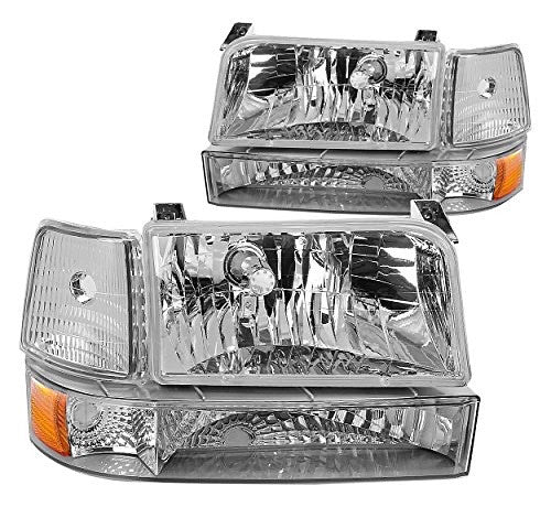 92-96 Ford F-150 / F-250 / F-350 92-96 Ford Bronco Chrome Amber Headlights