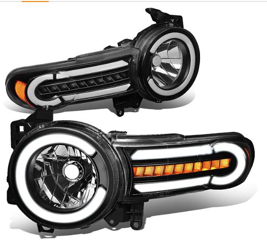 Pair Pair LED DRL 07-14 FJ CRUISER black housing with amber HEADLIGHTS